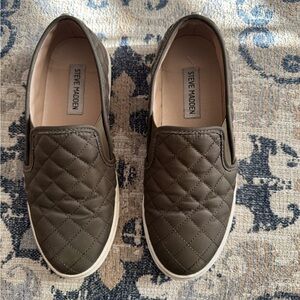 Steve Madden Olive Quilted Slip-Ons